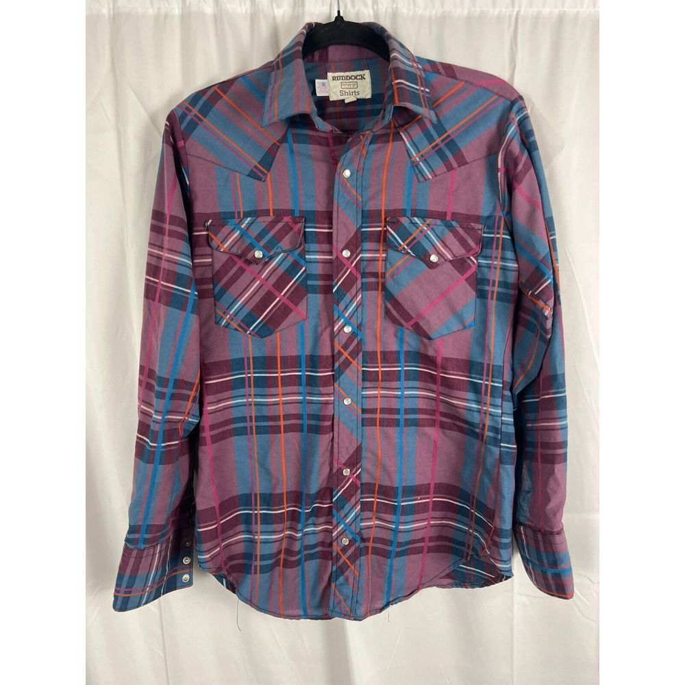 Ruddock Shirt Mens Small 14.5x33 Western Pearl‎ Snap Classic Fit Plaid